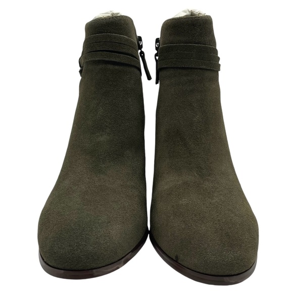 Violet & Red Womens Shoes Jenna Booties Sz 6 Olive Green Suede Leather Heeled - Picture 5 of 12